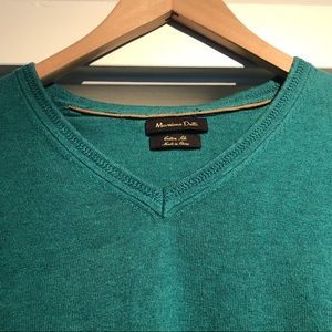 MASSIMO DUTTI COTTON SILK V-NECK SWEATER (MEDIUM)